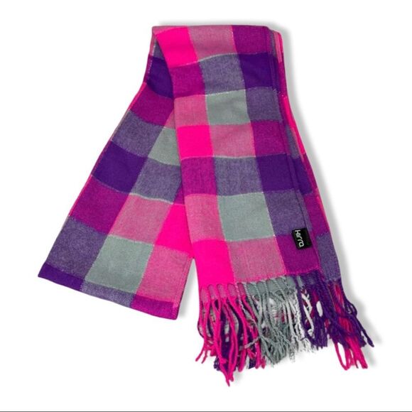 Kirra Hot Pink & Purple Plaid Scarf 🧣 From Pac-sun / One size - Picture 1 of 2